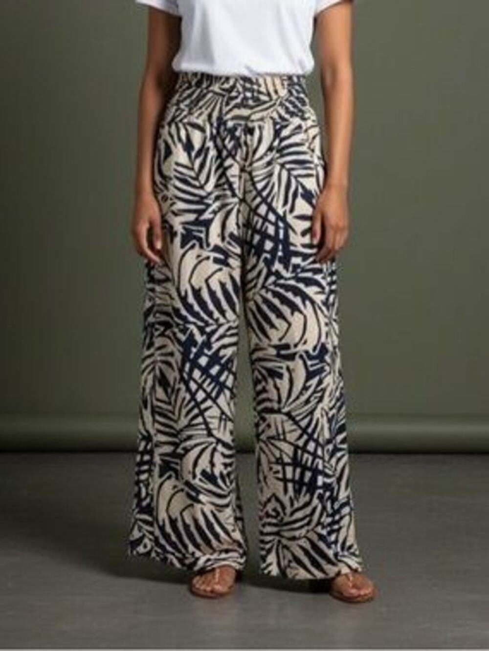 Patrons of Peace wide leg pull on palazzo pants boho tropical vacation palm S